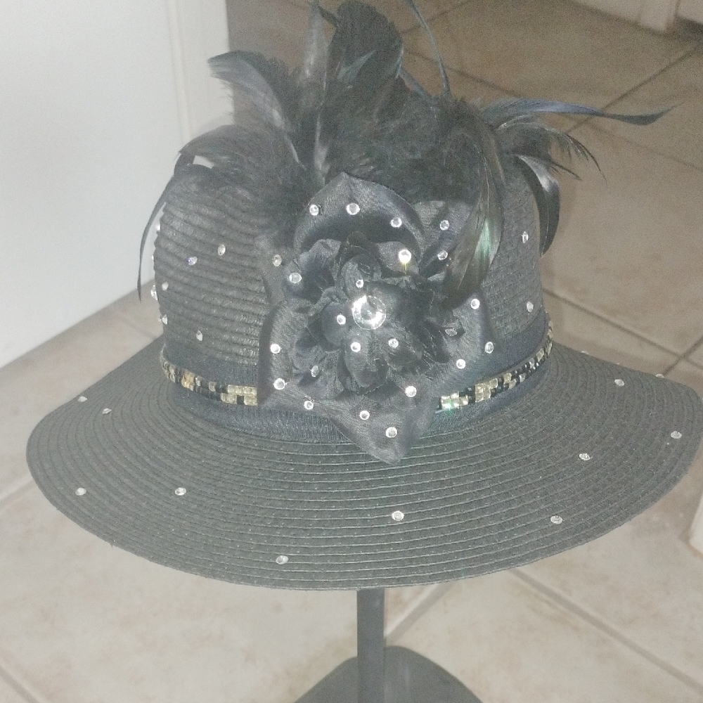 Elegant Black Feathered Women's Hat